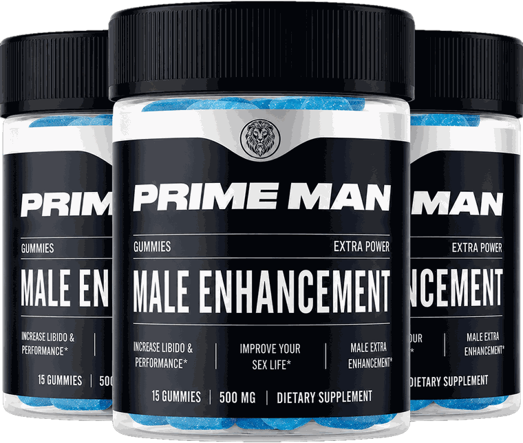 Three bottles of Prime Man Male Enhancement Gummies, 15 gummies, 500 mg extra power dietary supplement